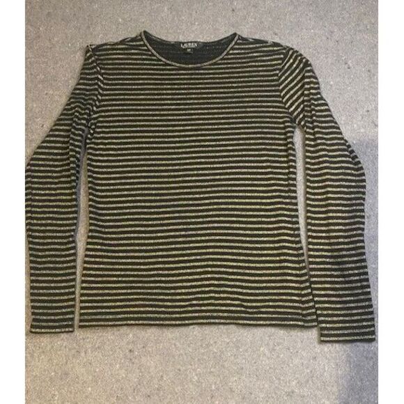 Lauren Ralph Lauren Tops - LAUREN RALPH LAUREN women‎ tops sz small BLACK & GOLD  black label LONG SLEEVE